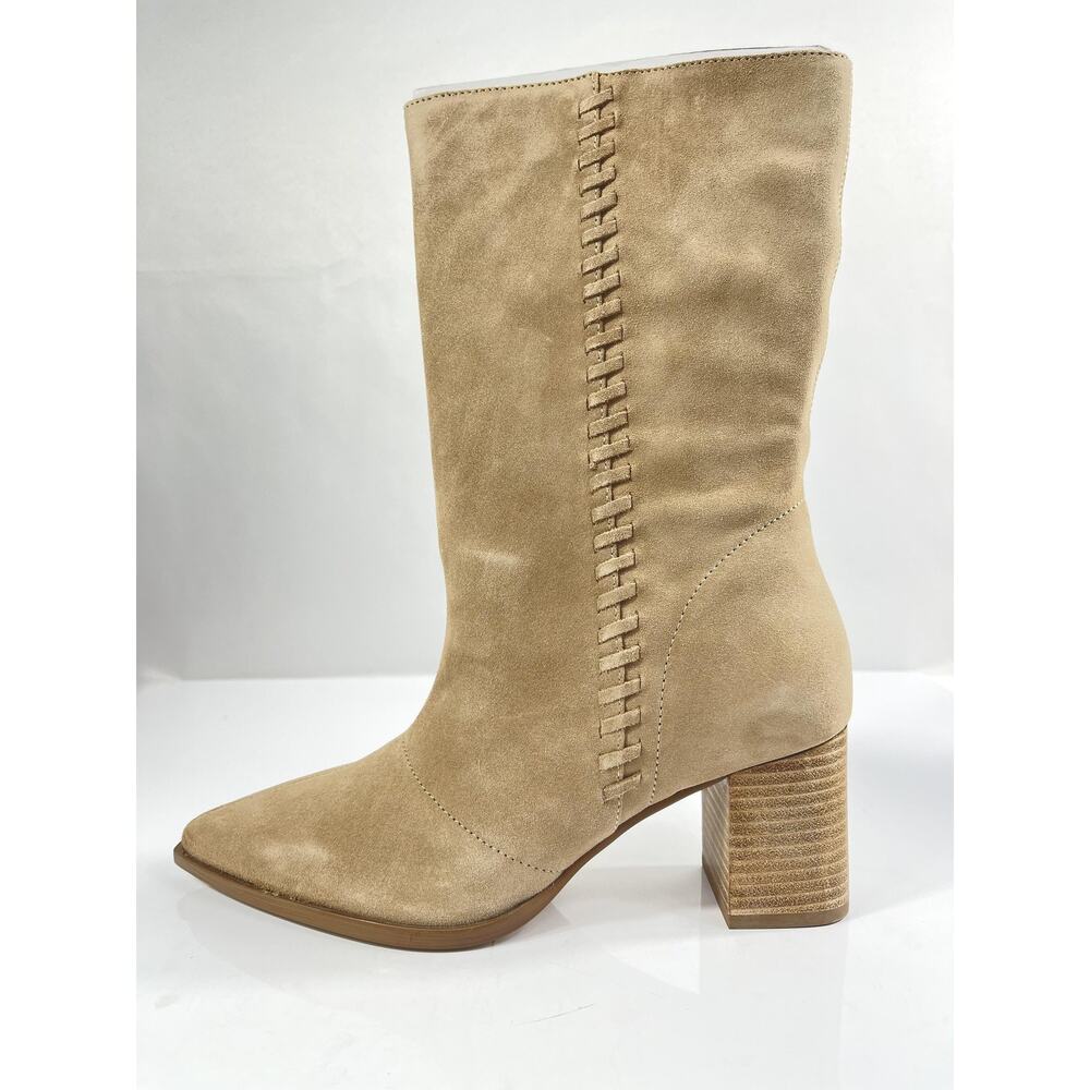 Vince Camuto Boots Women's Size 8M Beige Suede VC-LORRYS Western Mid Calf